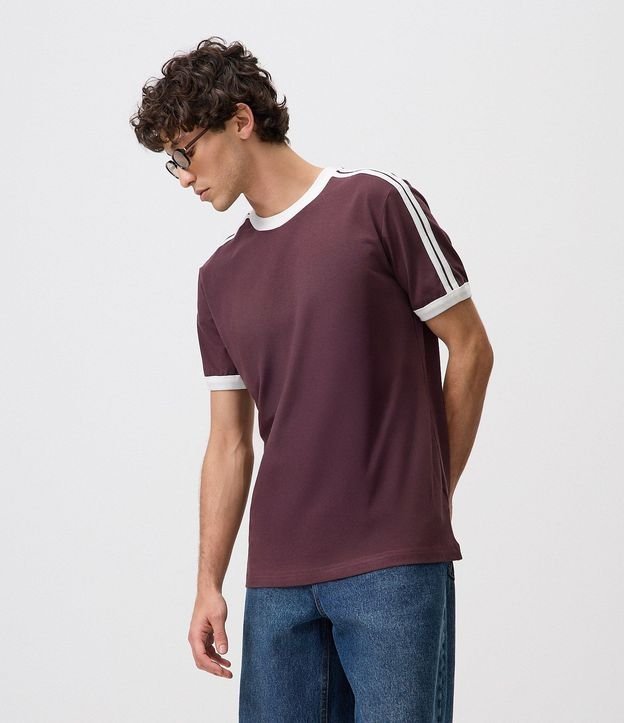 Remera Regular en Algodón con Rayas en los Hombros 4