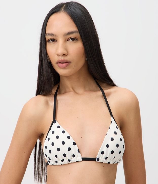 Bikini Top Triangular Fruncido con Estampa de Lunares 1