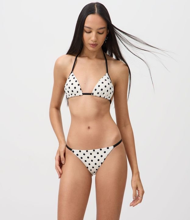 Bikini Top Triangular Fruncido con Estampa de Lunares 2