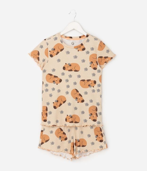 Conjunto de Pijama Infantil en Algodón con Estampa de Carpinchos - Talle 5 A 16 años 2
