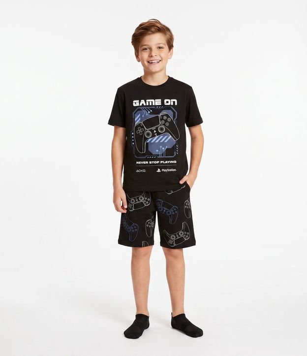 Conjunto de Pijama Infantil PlayStation con Blusa y Short - Talle 7 a 16 años