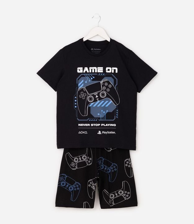 Conjunto de Pijama Infantil PlayStation con Blusa y Short - Talle 7 a 16 años 2