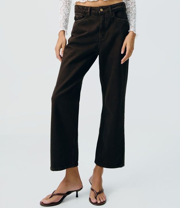 Pantalón Recto Cropped en Sarga con Bolsillos 2