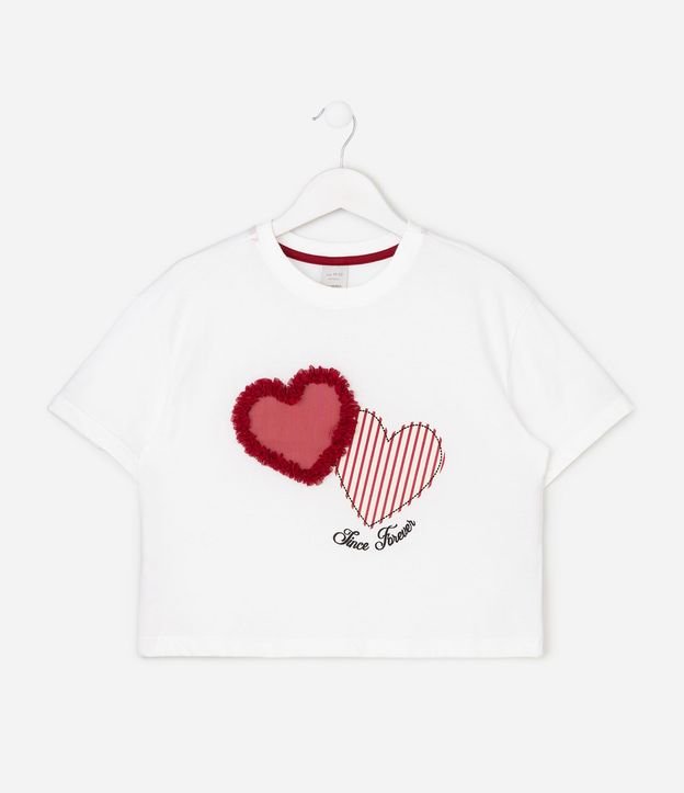 Blusa Infantil Boxy en Algodón con Aplicación de Corazones - Talle 5 a 16 años 6