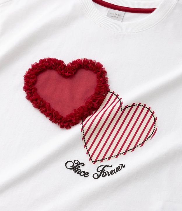 Blusa Infantil Boxy en Algodón con Aplicación de Corazones - Talle 5 a 16 años 9
