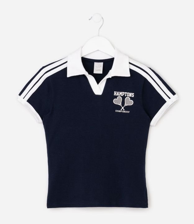 Blusa Infantil en Cotton College con Rayas Laterales - Talle 5 a 16 años