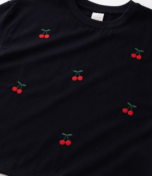 Remera Boxy Infantil en Algodón con Bordado de Cerezas - Talle 5 a 16 años 4