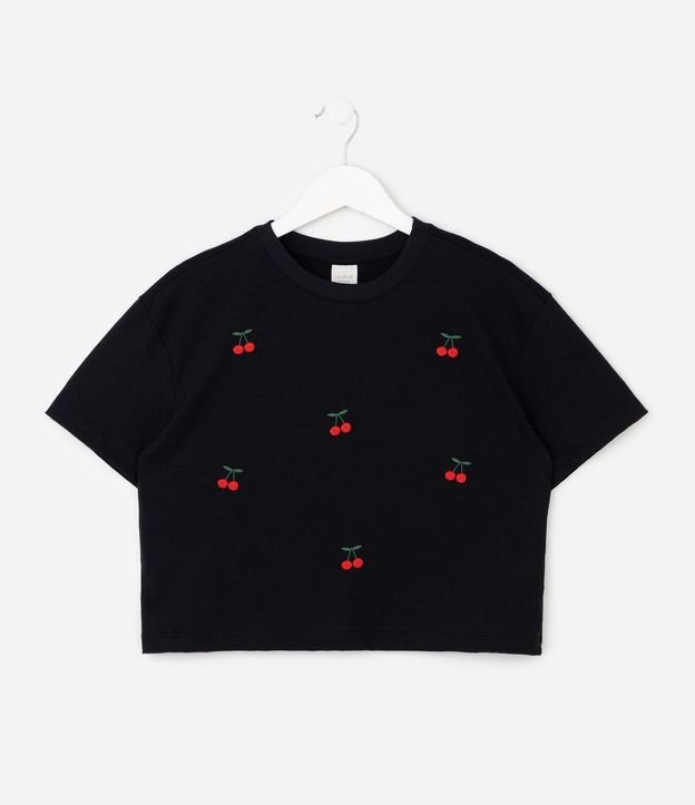 Remera Boxy Infantil en Algodón con Bordado de Cerezas - Talle 5 a 16 años 5