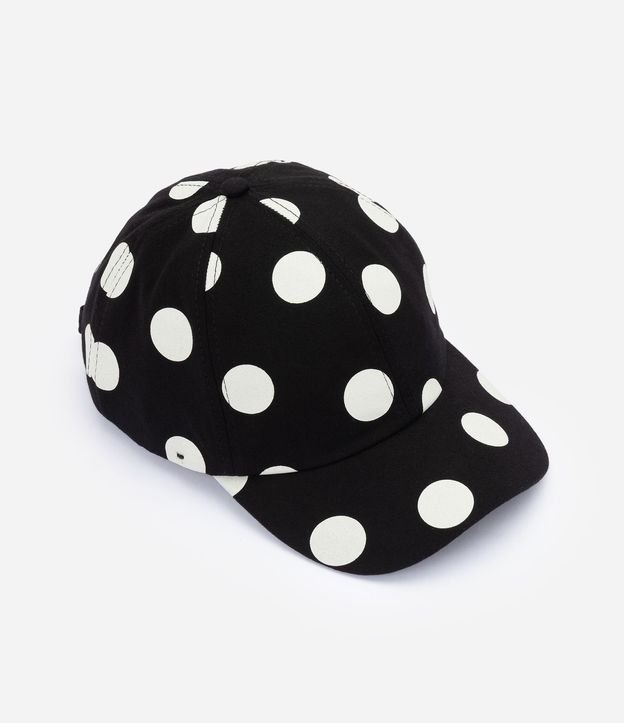 Gorra en Sarga con Aba Curva y Estampa de Lunares 2