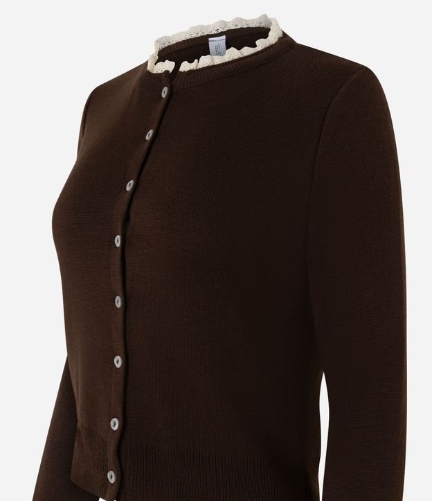 Cardigan en Punto con Botones y Detalle en Encaje 6