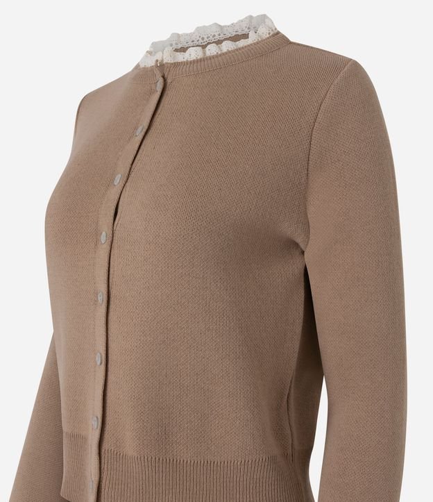 Cardigan en Punto con Botones y Detalle en Encaje 6