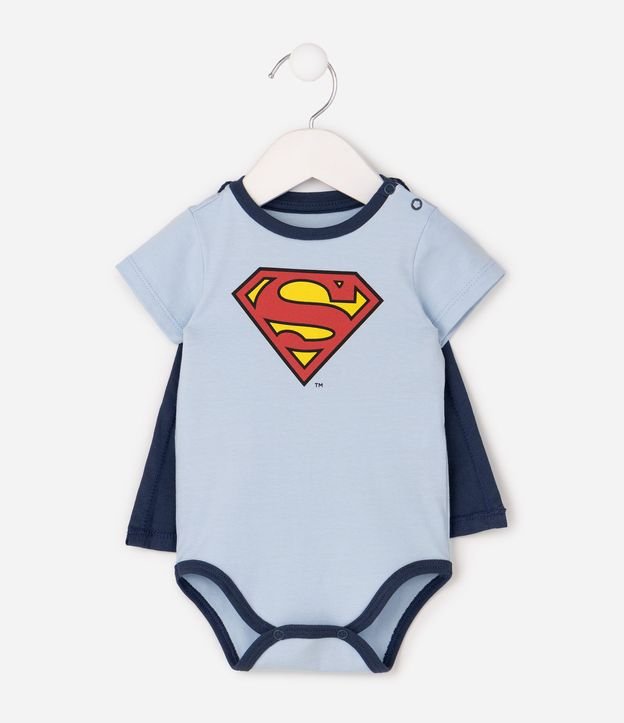 Body Bebé Cotton Super Homem con Capa Desmontable Tam  03 a 18 Meses 2