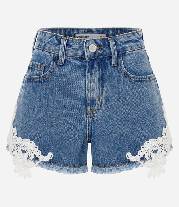 Short en Jeans con Encaje Floral y Terminación Deshilachada 5