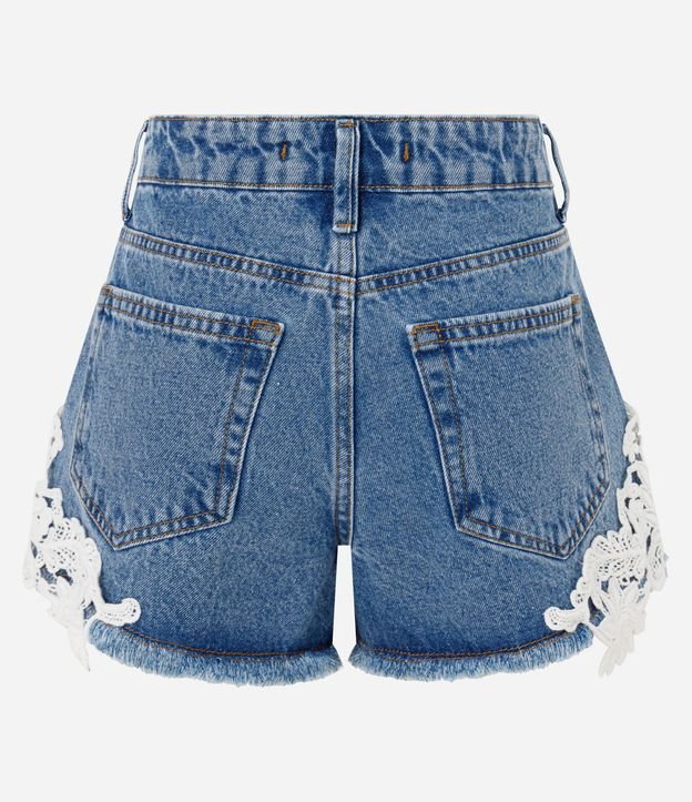 Short en Jeans con Encaje Floral y Terminación Deshilachada 7