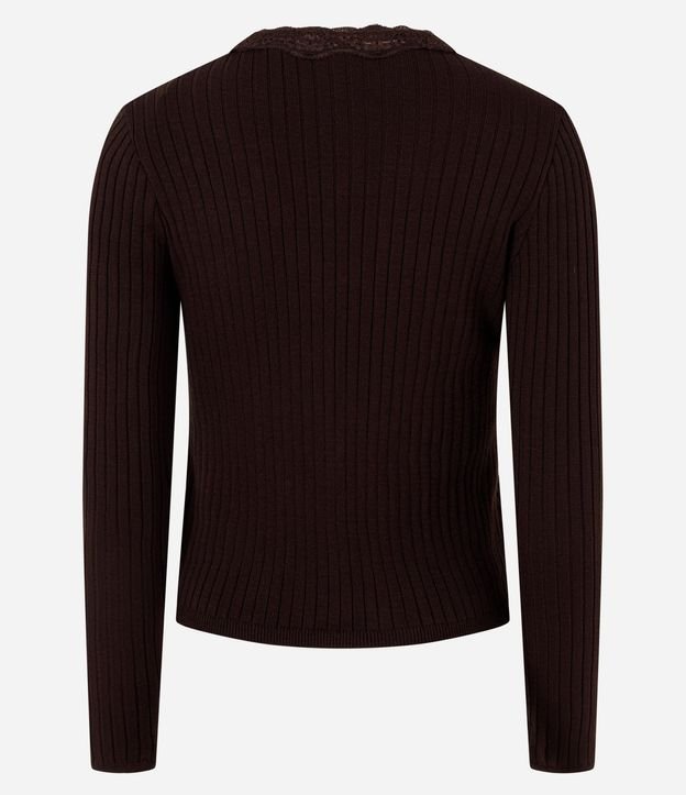 Blusa en Punto Canelado con Detalle en Encaje y Lazo 7