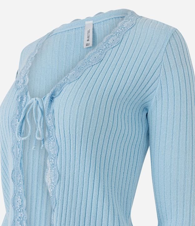 Blusa en Punto Canelado con Detalle en Encaje y Lazo 6