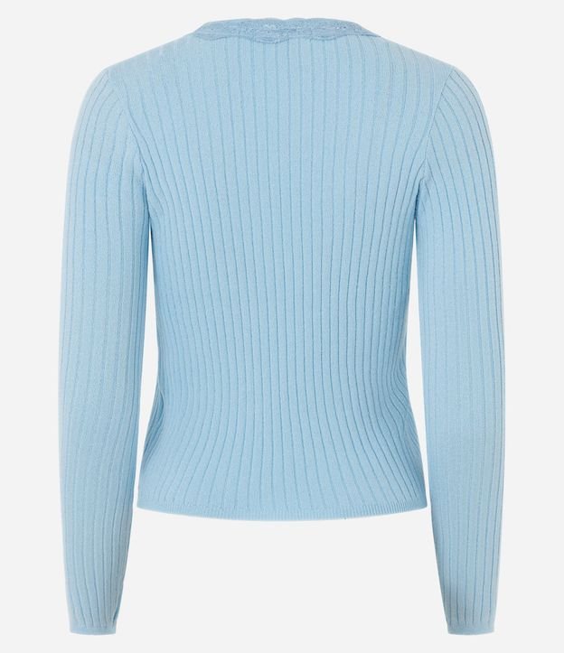 Blusa en Punto Canelado con Detalle en Encaje y Lazo 7