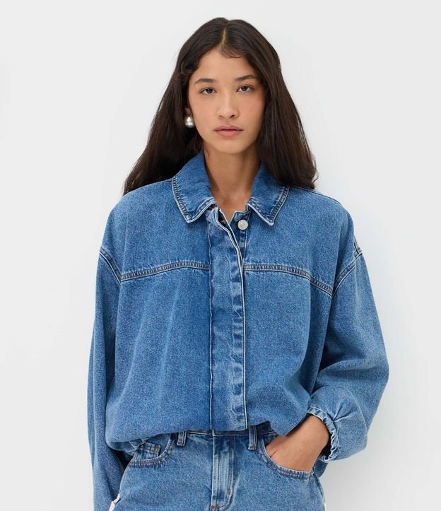 Campera Jeans Balloon con Cierre Oculto y Bajo con Elástico