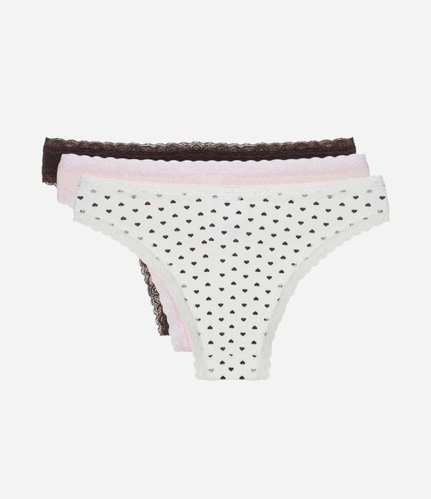 Kit 3 Biquínis Bombacha en Algodón con Estampado de Corazones 2