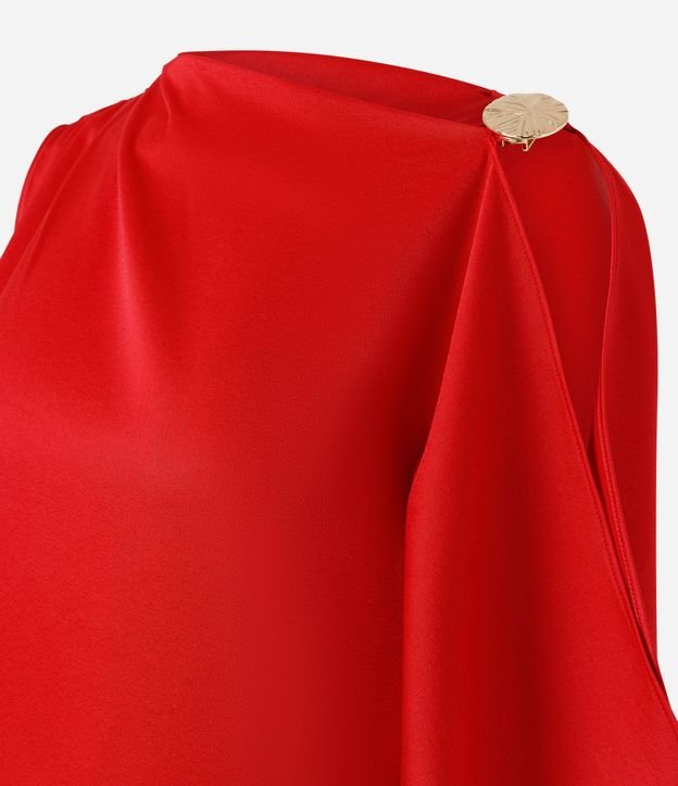 Blusa Satinada Asimétrica con Adornos en el Hombro 6