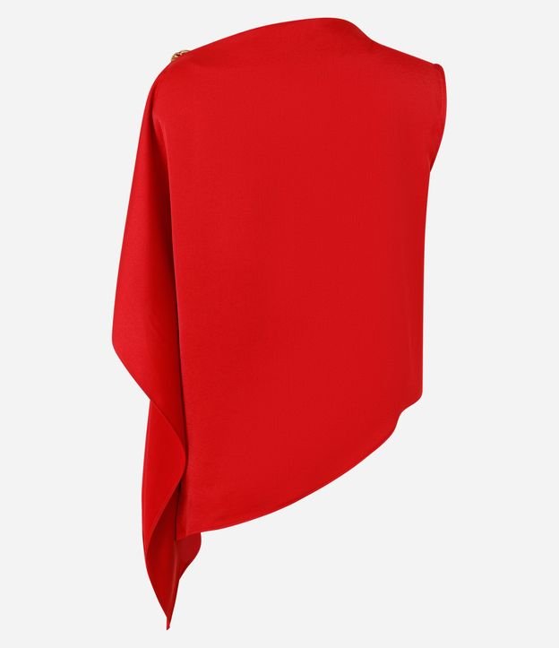 Blusa Satinada Asimétrica con Adornos en el Hombro 7