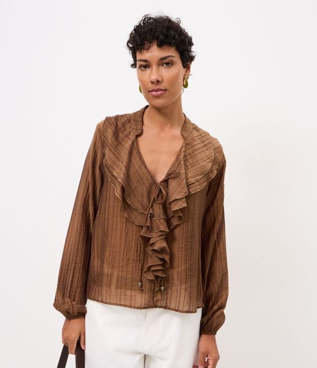 Blusa Bata en Liocel con Estampa Rayada 1