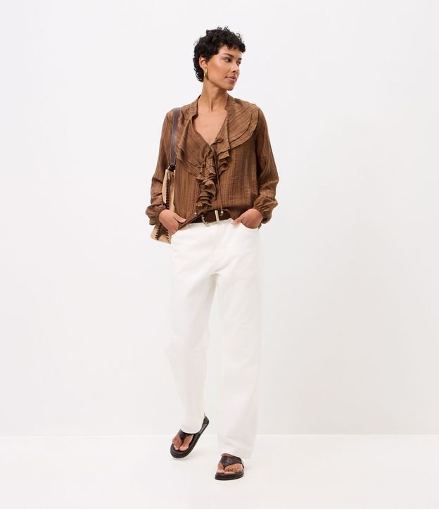 Blusa Bata en Liocel con Estampa Rayada 2