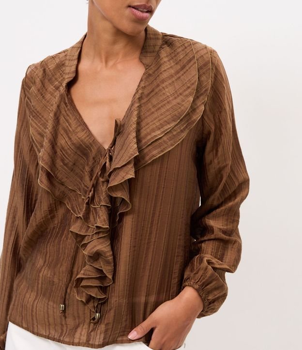 Blusa Bata en Liocel con Estampa Rayada 4