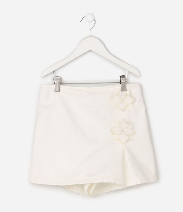 Short Pollera Infantil con Aplicaciones Florales - Talle 5 a 16 años 1