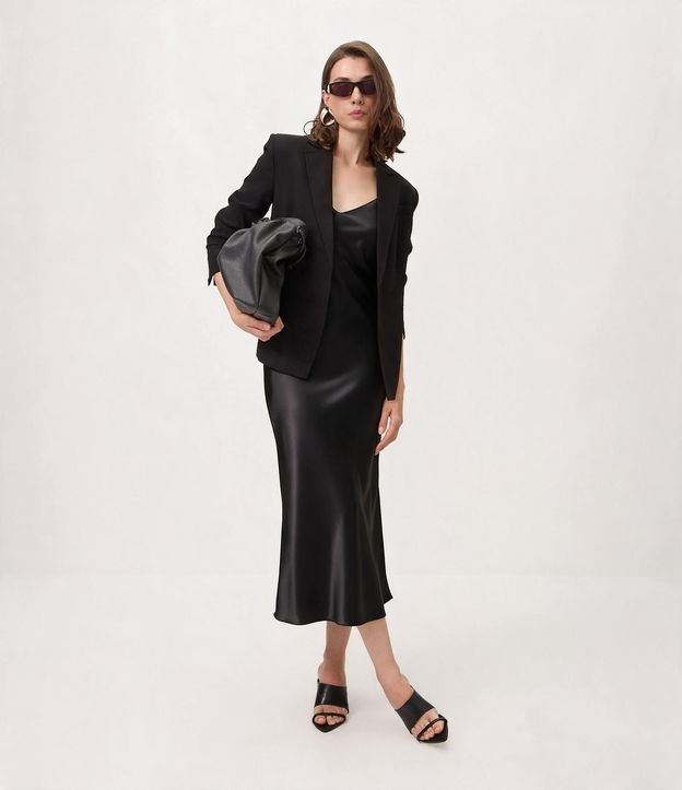 Vestido Slip Satinado con Breteles Finos