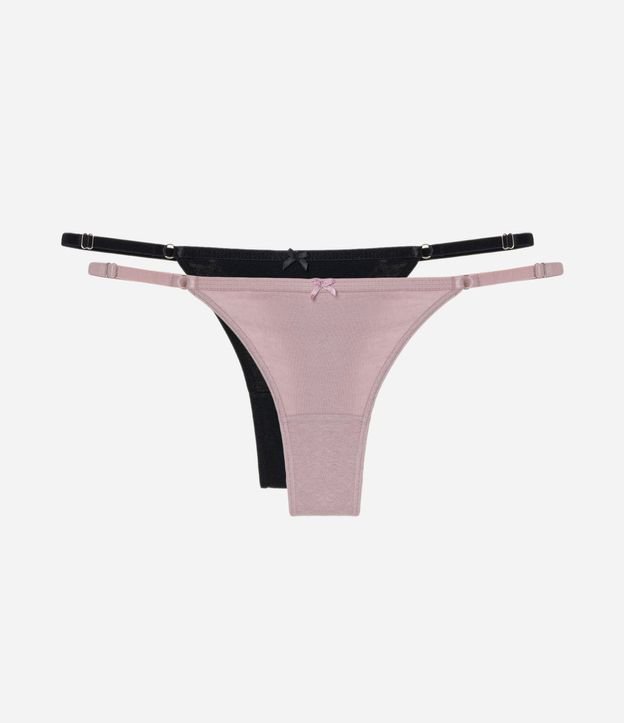 Kit 02 Bombachas Colaless Hilo Doble en Algodón con Cintura Contrastante