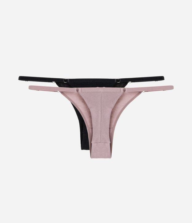 Kit 02 Bombachas Colaless Hilo Doble en Algodón con Cintura Contrastante 2