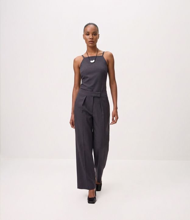 Pantalón Wide Leg Sastrería con Pliegues Delanteros