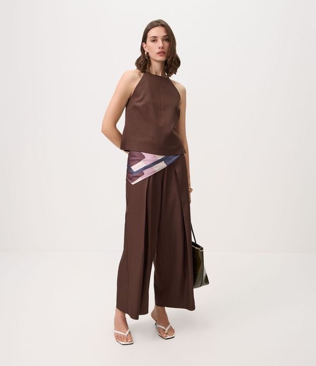 Pantalón Wide Leg Sastrería con Pliegues Delanteros