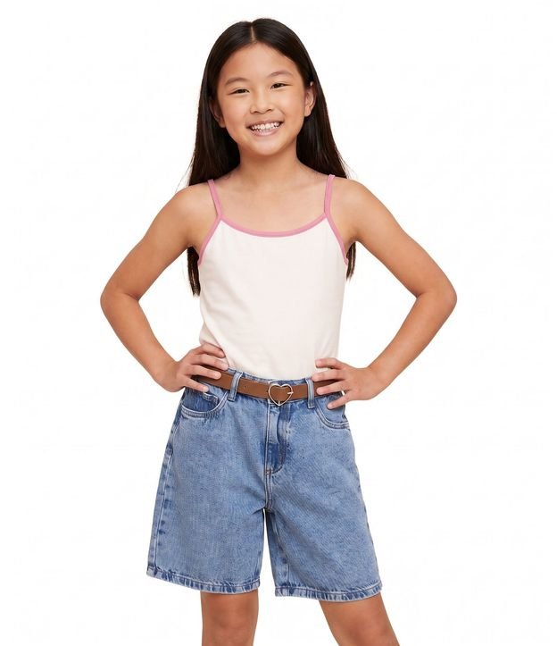 Blusa Infantil en Algodón con Bretel Fino y Detalle Contrastante - Talle 5 a 16 años