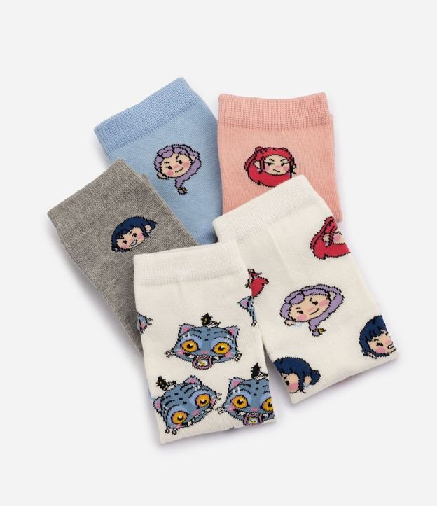Kit 5 Medias Infantil Cano Mediano en Algodón Guerreiras k-pop - Talle 19 a 34 3
