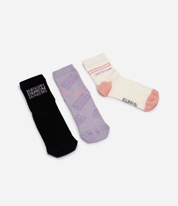 Kit de 03 Medias Infantiles con Estampa Temática Guerreras KPop - Talle 19 al 34