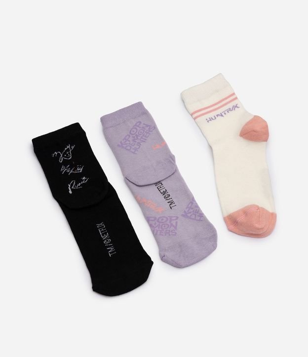 Kit de 03 Medias Infantiles con Estampa Temática Guerreras KPop - Talle 19 al 34 2