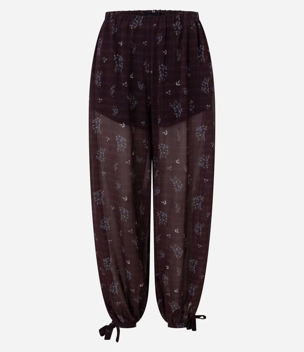 Pantalón en Chiffon con Lazo en el Bajo y Encaje Floral Aplicada 5