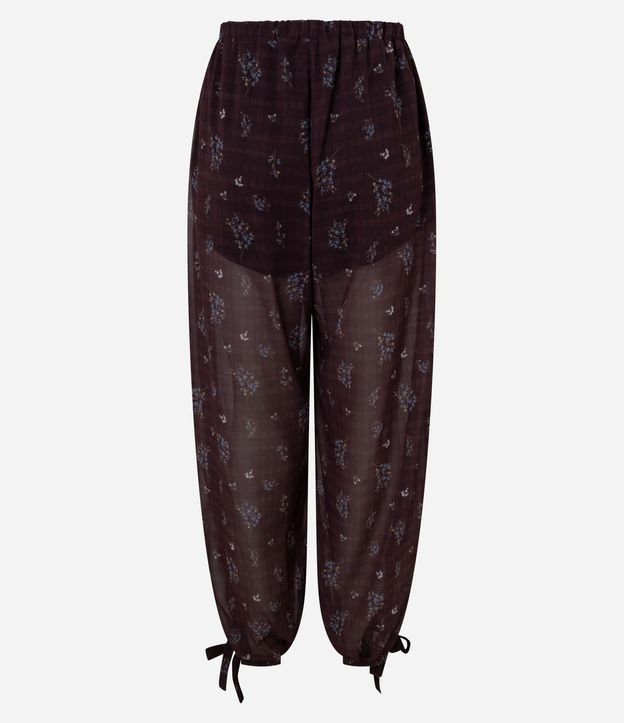 Pantalón en Chiffon con Lazo en el Bajo y Encaje Floral Aplicada 7