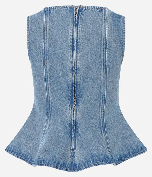 Blusa Jeans Peplum sin Mangas con Recortes 6