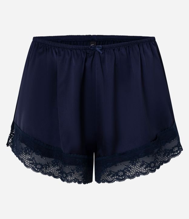 Short de Pijama Regular de Satén con Encaje Separado 5
