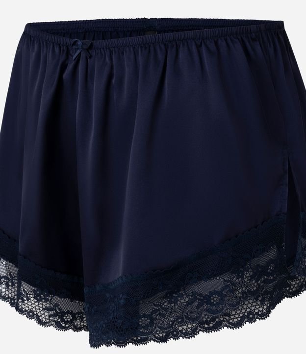Short de Pijama Regular de Satén con Encaje Separado 6