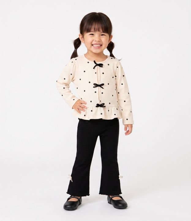 Conjunto Infantil Blusa de Lunares y Pantalón con Lacitos - Talle 1 a 6 años 1