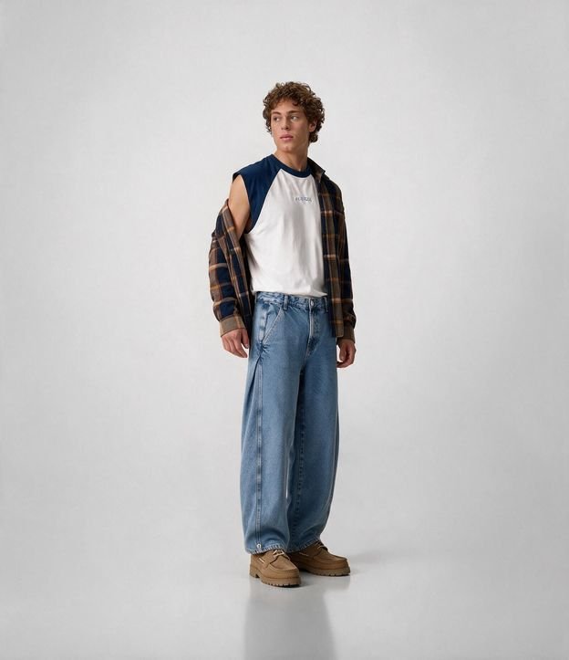 Pantalón Balloon en Jeans con Botón en el Bajo 2