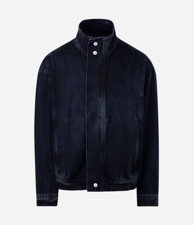 Campera Jeans Boxy con Cuello Alto 5