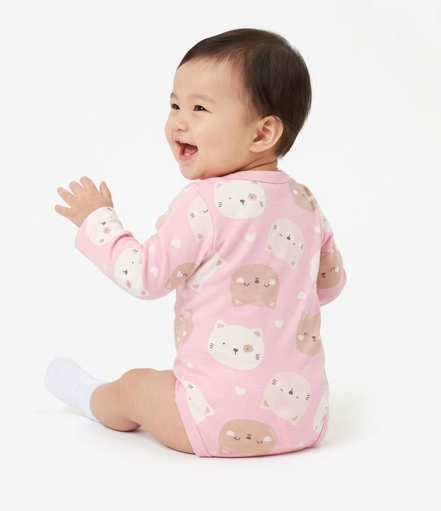 Body Bebé Cotton Gatos Cara de Bicho - Talle 0 a 18 Meses 7