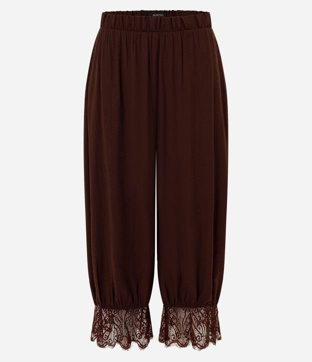 Pantalón Bloomer en Viscosa Crinkle con Bajo Rendada 5