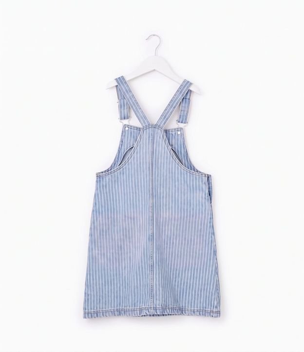Jardinera Infantil en Algodón Jeans Rayada con Bolsillo Delantero - Talle 5 a 16 años 2