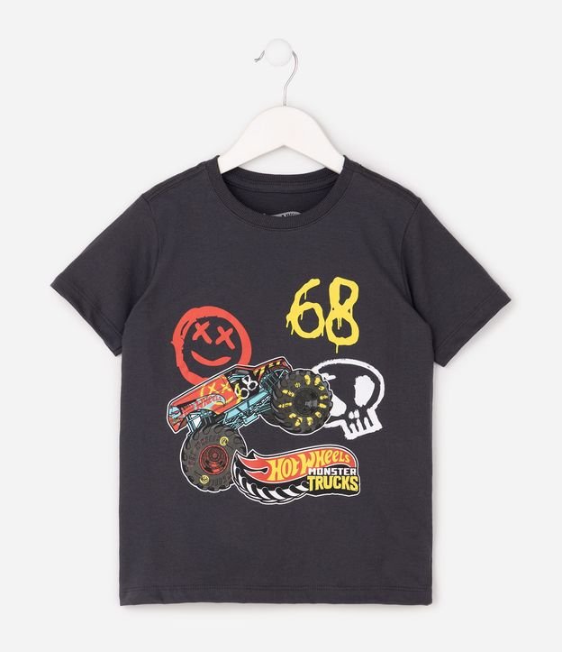Remera Infantil en Algodón Hot Wheels Monster Trucks - Talle 4 a 10 años 2